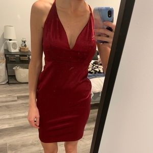 Red satin dress